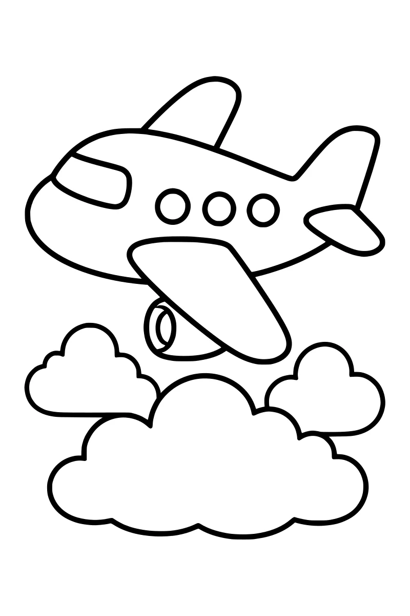 Airplane Over Clouds Coloring Page · Coloring123