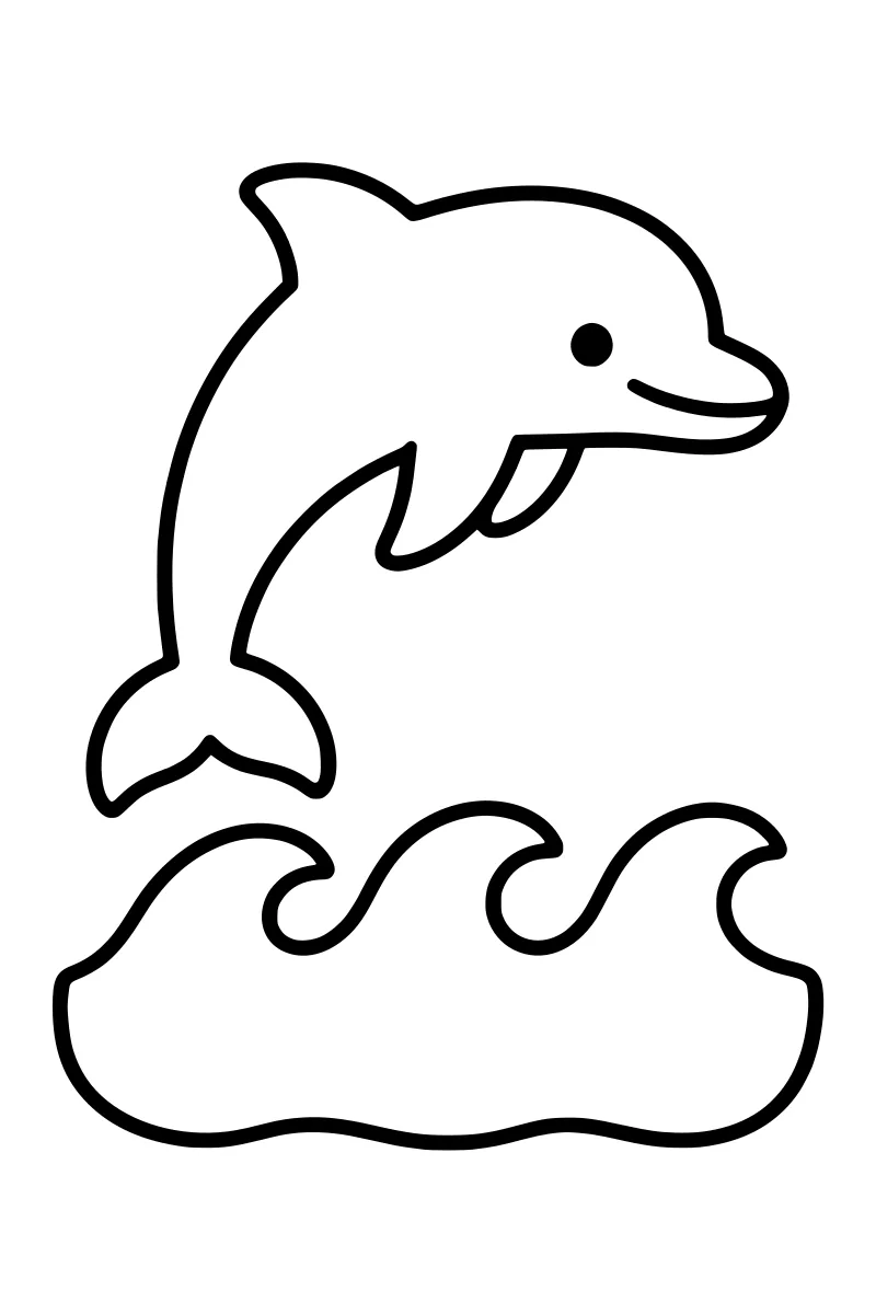Dolphin Jumping Over Waves Coloring Page · Coloring123