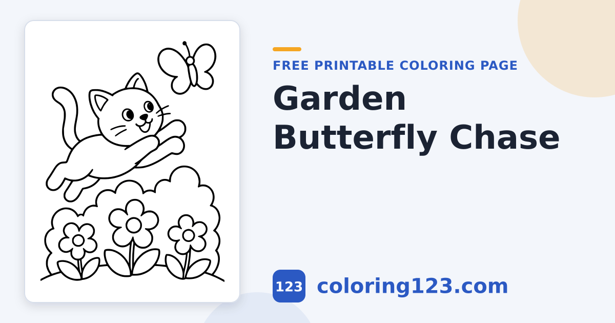 Cat Chasing a Butterfly Coloring Page · Coloring123