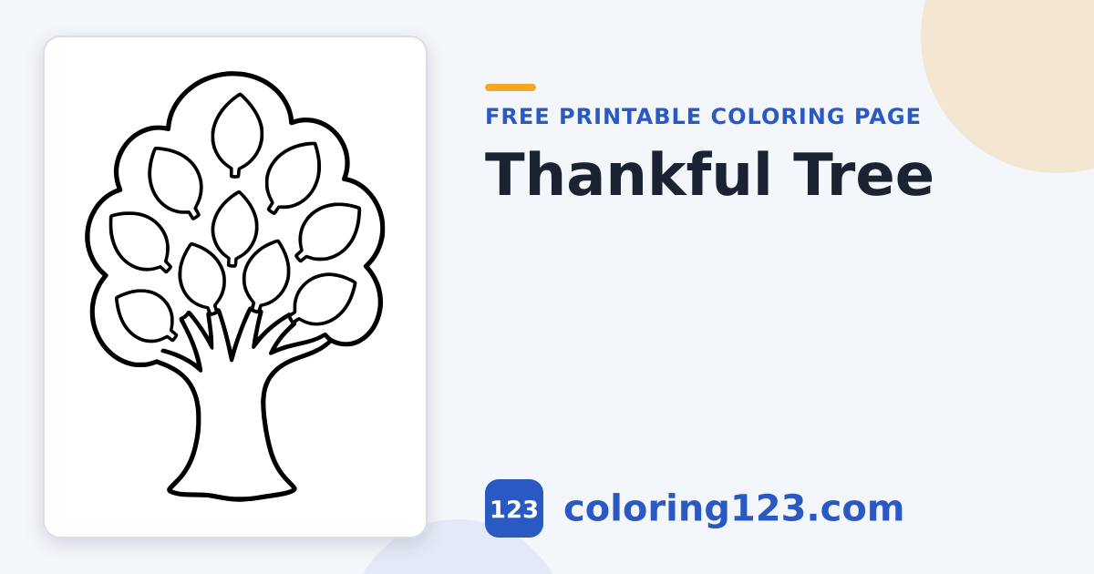 Thankful Tree Coloring Page for Thanksgiving · Coloring123
