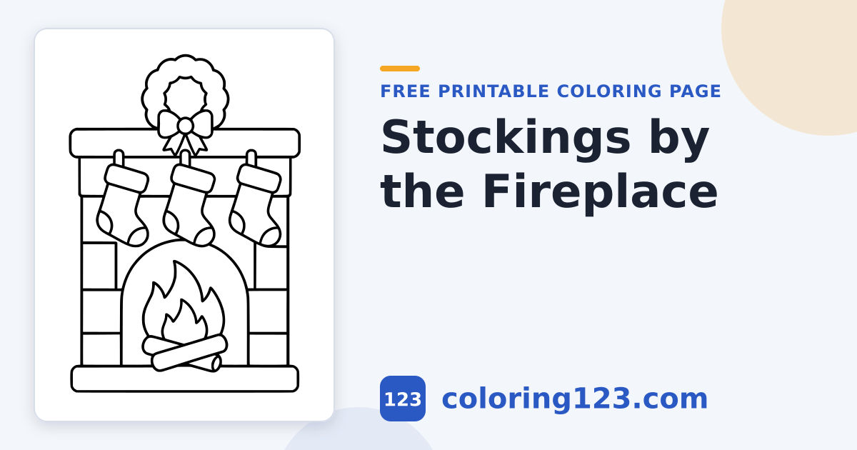 Present Coloring Page Pattern Fireplace with Stockings Coloring Page · Coloring123