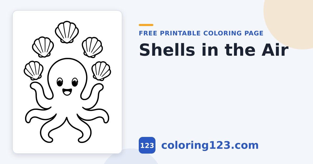Smiling Octopus Juggling Shells Coloring Page · Coloring123