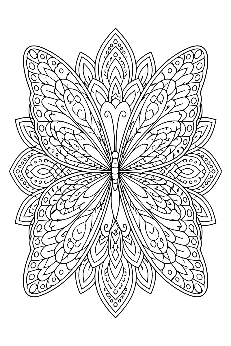 Butterfly Wing Mandala Coloring Page · Coloring123