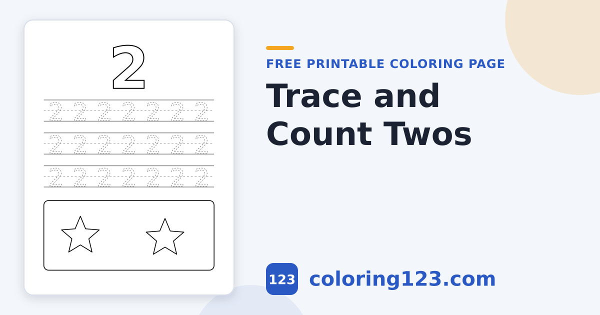 Number Letter Racing Number 2 Tracing and Counting Worksheet · Coloring123
