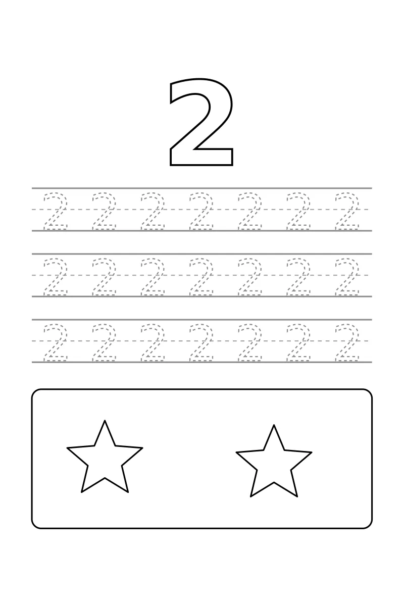 Number Letter Racing Number 2 Tracing and Counting Worksheet · Coloring123